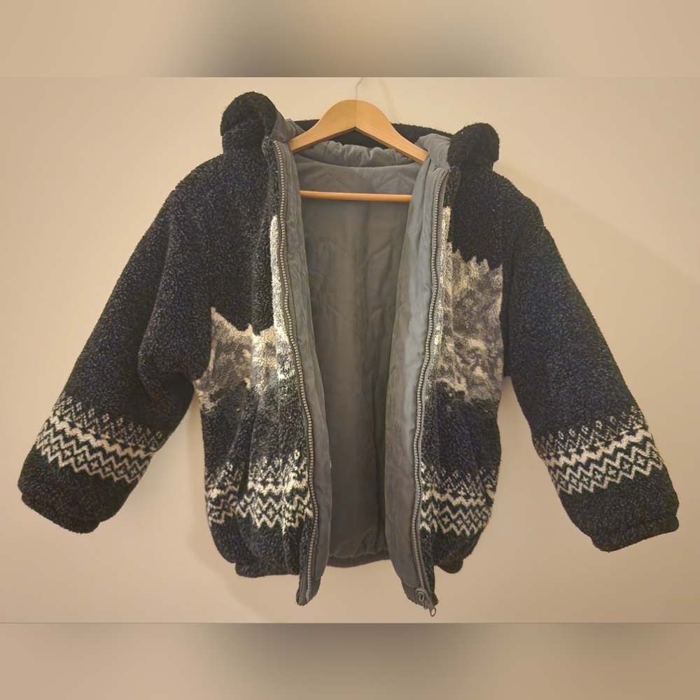 Kids Rothschild Mountain Scenic Nordic Blanket Inspired Fleece Jacket M - Picture 7 of 10
